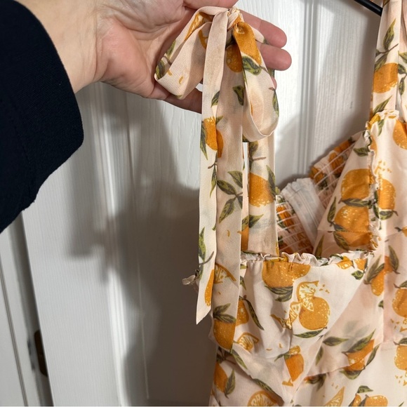 Aqua dress sz small, blush with a lemon pattern, flowy, spring, summer - Picture 11 of 11